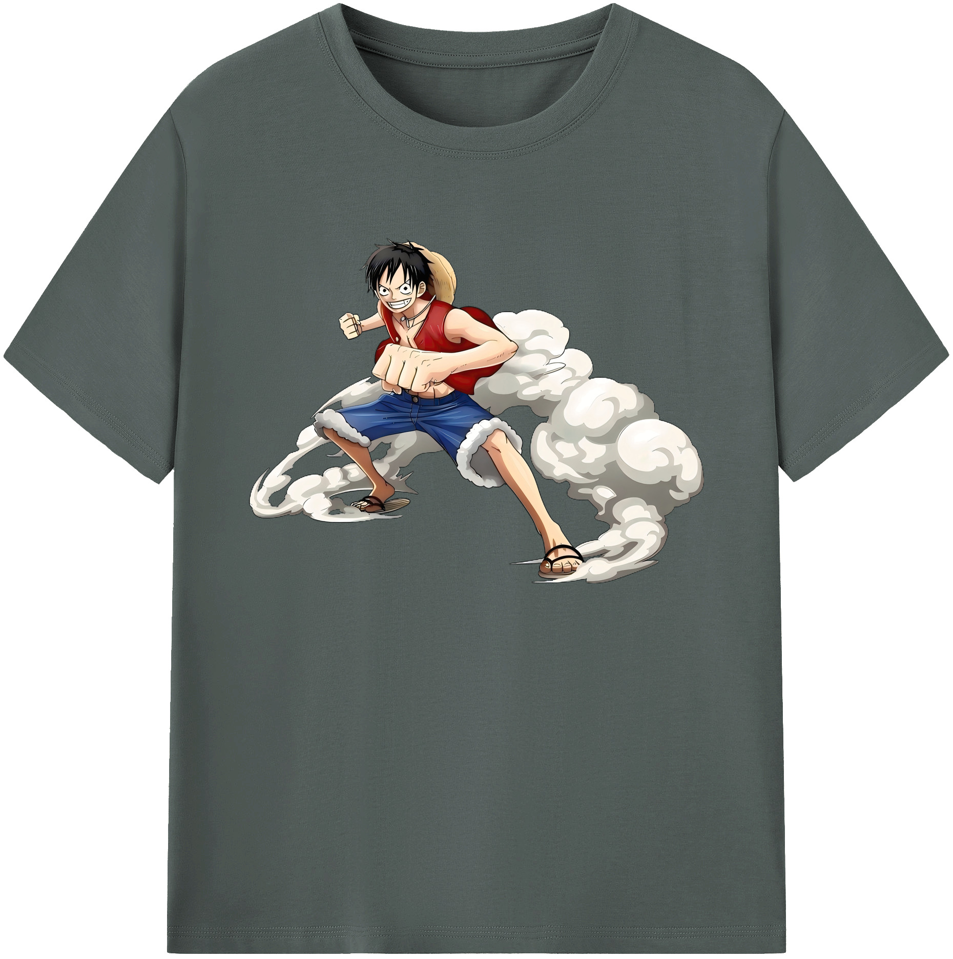 ワンピース モンキー・D・ルフィ ONE PIECE Monkey D. Luffy 綿100％ メンズ半袖Tシャツ｜肌触りやわらか＆通気性